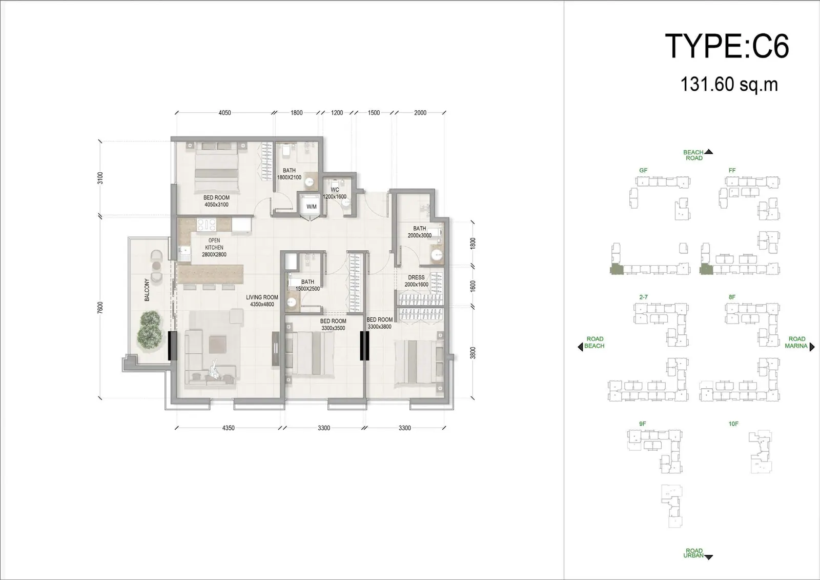 Sky Park Type C6 3-Bedroom Apartment